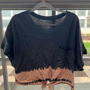 Black and bleached tie front cropped tshirt from aerie